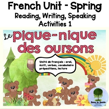 Preview of FRENCH Picnic-themed unit- Spring 1 - story, loop cards, vocabulary, booklet