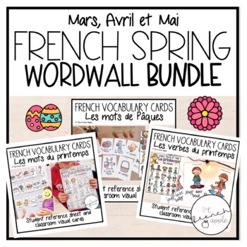 Preview of Le Printemps BUNDLE | French Easter, Verbs and Vocabulary Cards | Word Wall