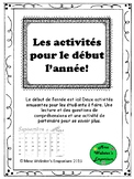 Le debut de l'annee - French activities for the start of t