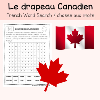 Preview of Le drapeau Canadien - word search/chasse aux mots