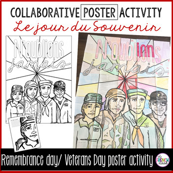 Preview of Le jour du Souvenir Remembrance Day Veterans Day French collaborative poster