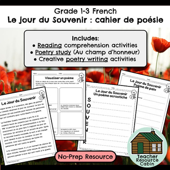 Le Jour Du Souvenir Cahier De Poesie Poetry Worksheets Grade 1 3 French