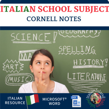 Preview of Le materie - Italian School Subjects Cornell Notes Sheet