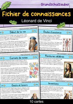 Preview of Léonard de Vinci - Fichier de connaissances - Personnages célèbres (français)