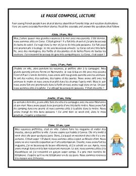 Preview of Le passé composé, lecture, reading in French