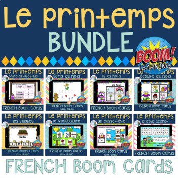 Preview of Le printemps:  French Spring Digital Task Cards BUNDLE - BOOM CARDS