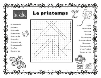 Le printemps - French Spring Theme Vocabulary Wordsearch | TPT