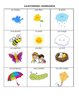 Preview of Le printemps (Spring)- Vocabulary and Easy Activities