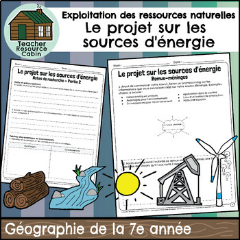 Preview of Le projet sur les sources d'énergie (Grade 7 FRENCH Geography)