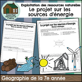 Le projet sur les sources d'énergie (Grade 7 FRENCH Geography)