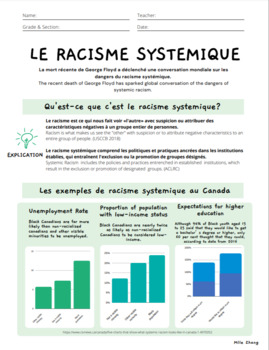 Preview of Le racisme systemique - Discussing BLM & Anti-Racism in a French Classroom
