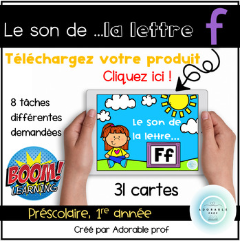 Preview of Le son des lettre...F- BOOM CARDS- Letter F