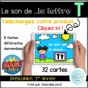 Preview of Le son des lettre...T/t- BOOM CARDS- Letter T/t