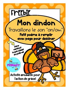 Preview of Le son "on/om" - Fun French turkey poem activity