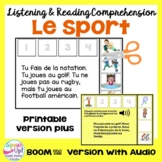 Le sport | French Compréhension orale et lecture | Print &