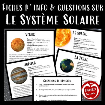 Preview of Le système solaire : Présentation Powerpoint, fiches d'information & questions