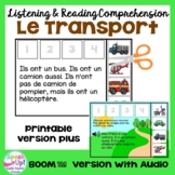 Le transport French Compréhension orale et lecture Print &