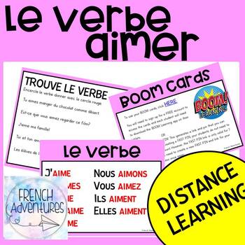 Preview of Le verbe aimer for Distance Learning + Boom Cards!