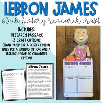 Preview of LeBron James Passage and Research Craftivity Black History Month Male Athlete