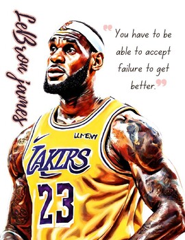 Preview of LeBron James - Basketball Legend Growth Mindset Poster Inspirational Quote