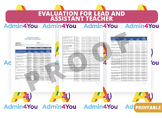 Lead and Assistant Teacher Performance Evaluation