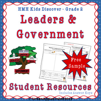 Preview of Leaders and Government l HMH Kids Discover l Grade 2 (FREEBIE)