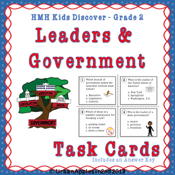 Preview of Leaders and Government l HMH Kids Discover l Grade 2 TASK CARDS