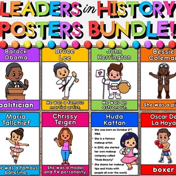 Preview of Leaders in History Heritage Month Posters Year-Long Bundle for Bulletin Boards