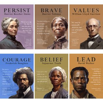 Preview of Leaders of the Abolition Printable Poster Pack (6x) | Social Studies Posters