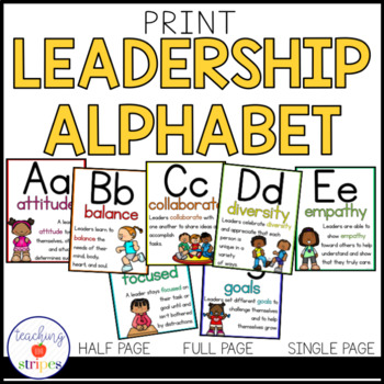 Preview of Leadership Alphabet- Print/Manuscript | Classroom Decor | Leadership Vocabulary