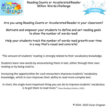 Preview of Million Words Data Tracking for Reading Counts or Accelerated Reader Update 2023