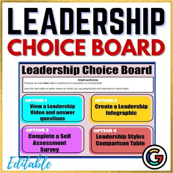 Preview of Leadership Choice Board - Digital - using Google Slides and Forms