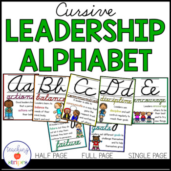 Preview of Leadership Cursive Alphabet Posters | Classroom Decor | Leadership
