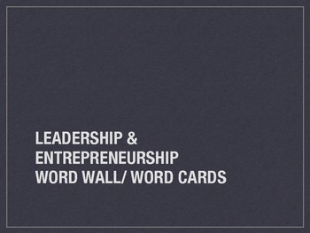 Preview of Leadership & Entrepreneurship Word Wall/ Word Cards