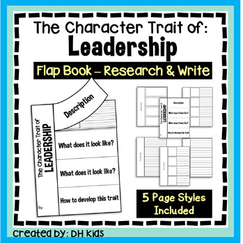 Preview of Leadership Flap Book, Social Emotional Writing, SEL Character Traits