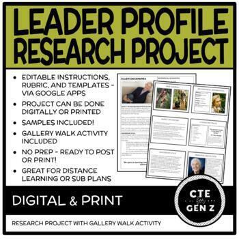 Preview of Leadership Profile Research Project & Gallery Walk - No Prep, Ready to Go