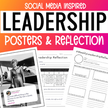 Preview of Leadership Reflection & Poster Set - Social Media Inspired