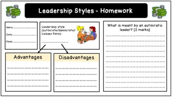 Preview of Leadership Style - Quick Printable Activity