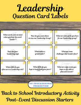 Preview of Leadership Task Card Questions -  Back to School & Post Event Discussions