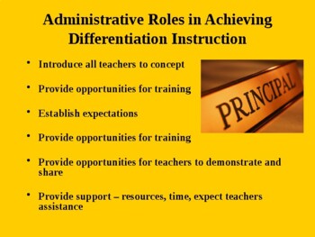 Preview of Administrative Roles in Achieving Differentiation Instruction PD PPT