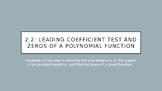 Leading Coefficient Test Powerpoint