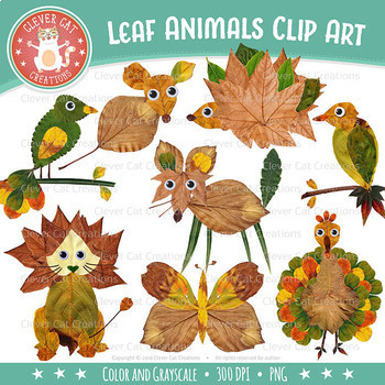 Leaf Clip Art {Fall / Autumn Animal Clipart} by Clever Cat Creations