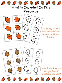 Leaf Letters and Numbers Matching Games / Bulletin Board - Pre-K ...