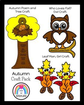 Leaf Man & Girl, Owl, Autumn Tree Poem: Fall Craft Activities for Centers