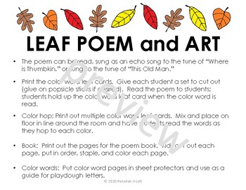 Preview of Leaf Poem and Art Projects