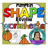 Pumpkin Themed Shape Review Worksheets - 33 Sheets Coverin