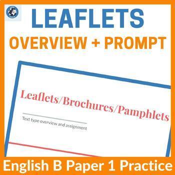 Preview of Leaflets, brochures & pamphlets text type overview & writing prompt - English B