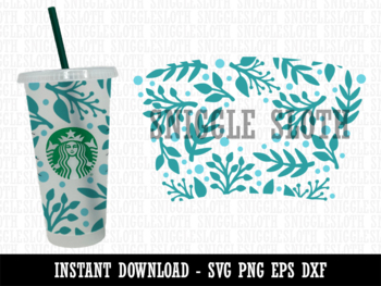 Leafy Foliage Starbucks 24oz Venti Cold Cup SVG PNG EPS DXF by Sniggle Sloth