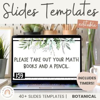 Preview of Leafy Green Botanical Slides | Editable Morning Slides with Timers