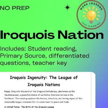 Preview of League of Iroquois Nation Pre Colonial America Reading Comprehension Worksheet